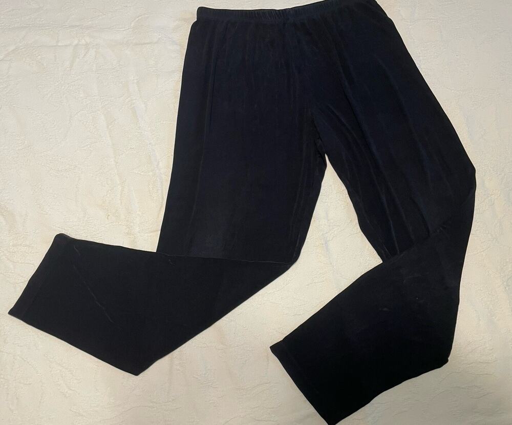 Chicos Travelers Size 3 Pants XL Black Slinky High Rise Elastic Career Work